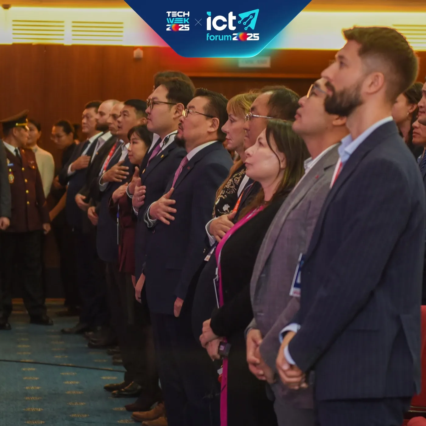 Guests standing for the national anthem